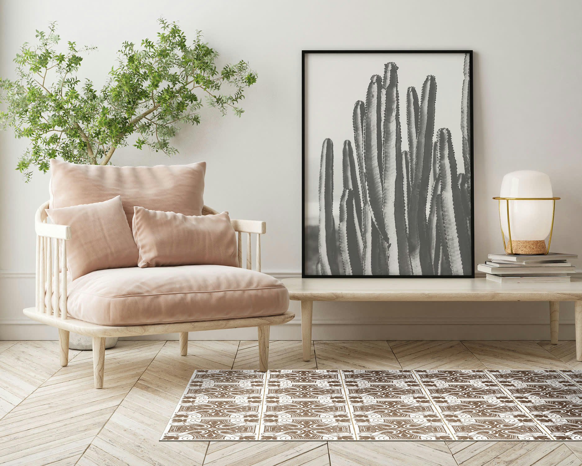 ALFOMBRAS AZULEJOS - Tapis vinyle carreaux ciments salamanque brun 80x200cm