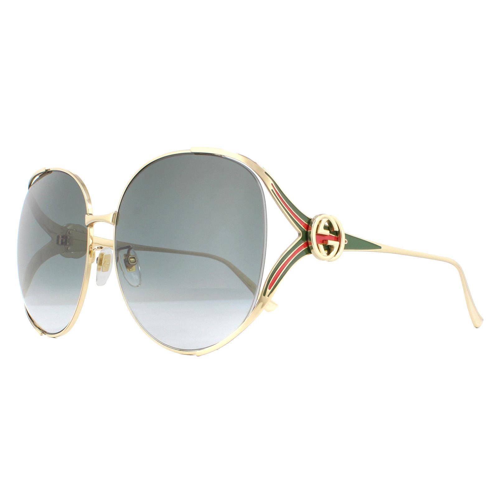 Gucci Round Gold Grey Gradient Sunglasses