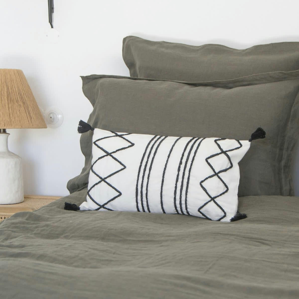 ISTANBUL - Housse de coussin coton  50x30 noir