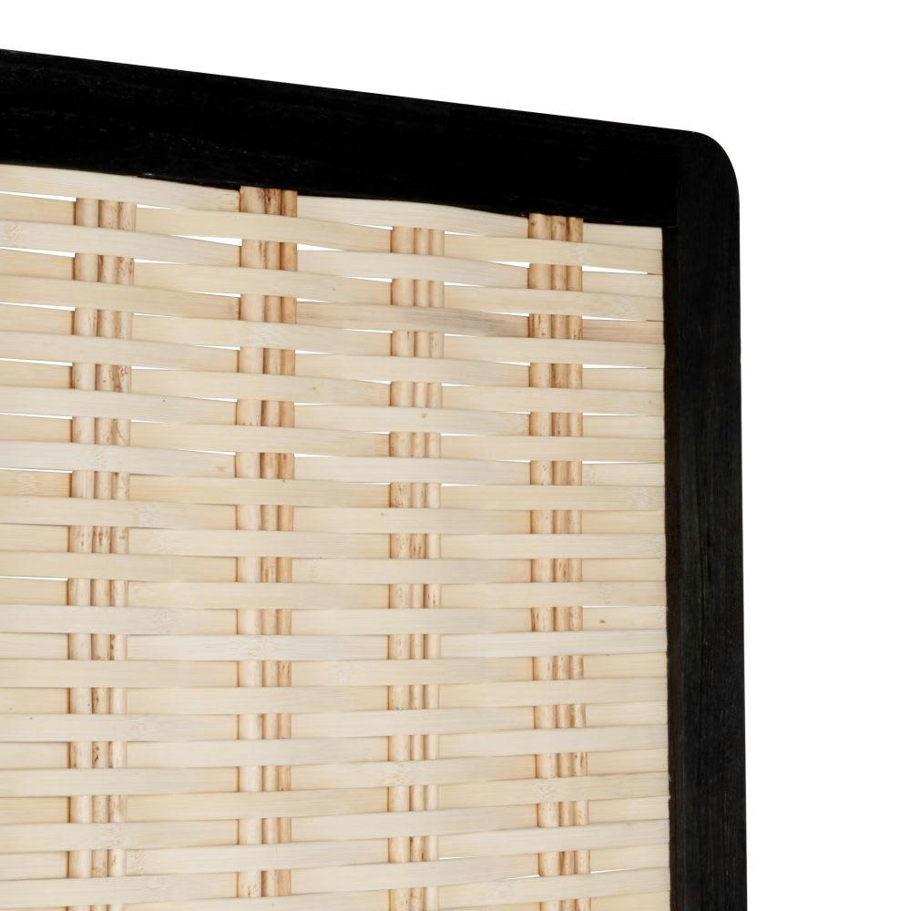 FLORO - Paravent en bambou et bois de paulownia beige et noir