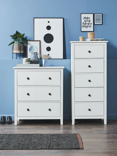 Kommode NORDBY 5 skuffer hvid