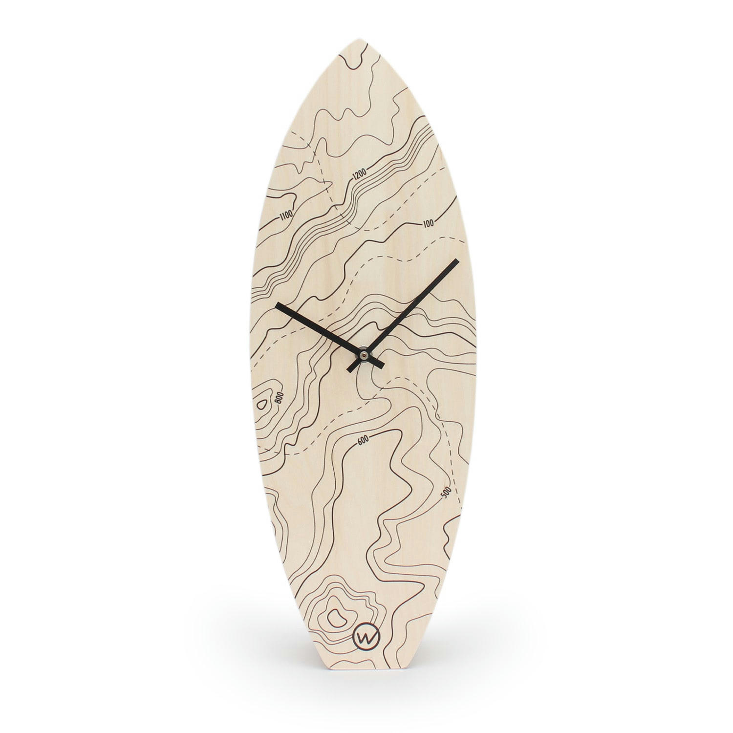 REEF TOPOGRAPHIC - Horloge surf en bois topographique H46,2cm
