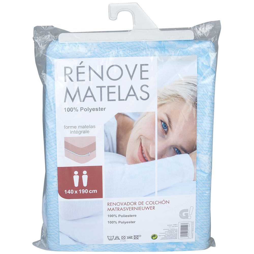 Housse rénove matelas 2 personnes 140x190 cm imprimé gris