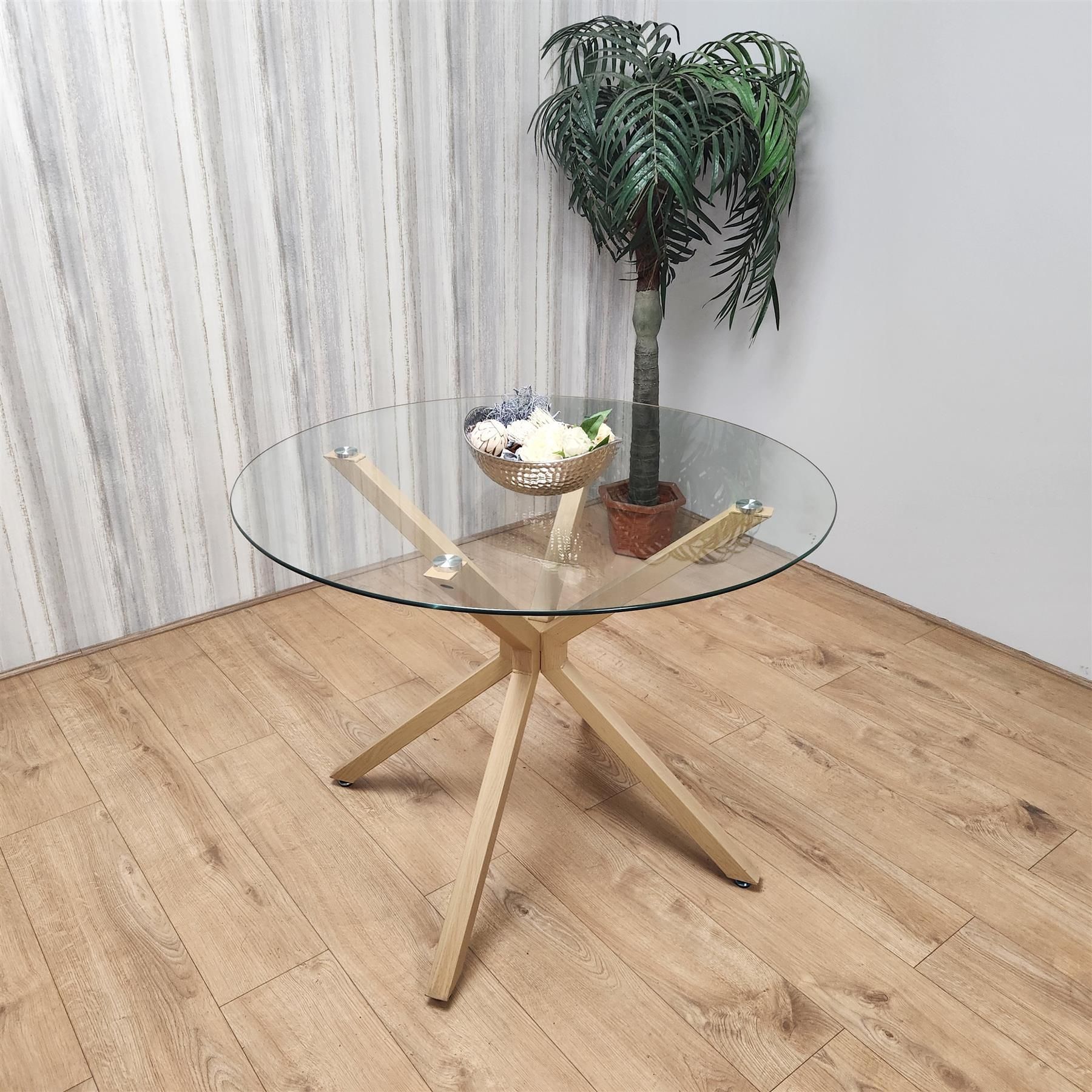 KOSY KOALA Round Glass Dining Table Set With 4 Mix Plastic Chairs