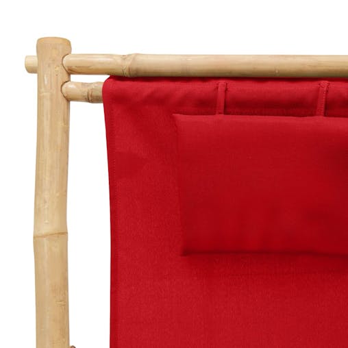 NNEVL Deck Chair Bamboo and Canvas Red