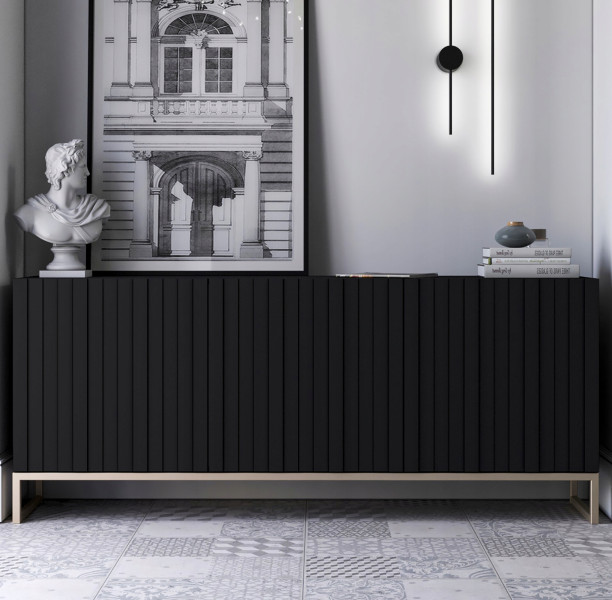 Komoda RTV Glamour Szafka RTV Glamour Czarna 168cm