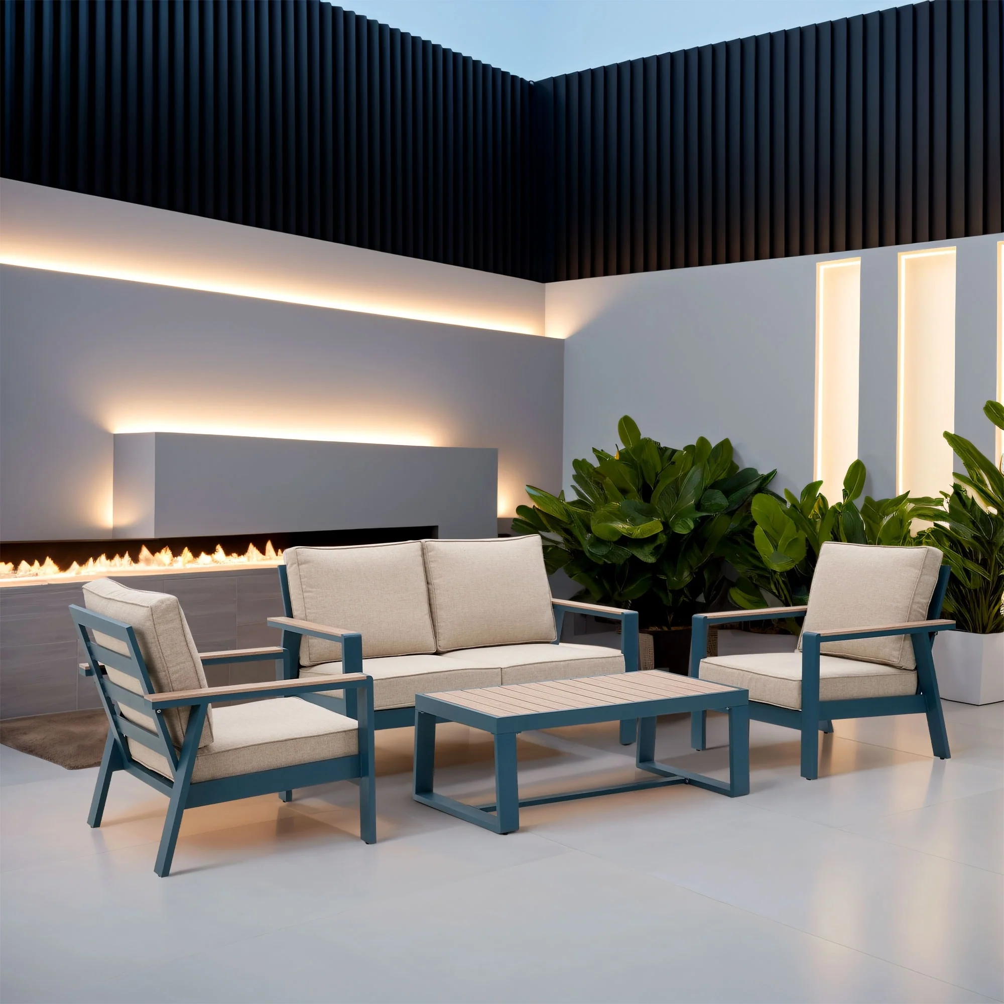 Zenova Aluminum Patio Conversation Sets,Outdoor Sofa Sets