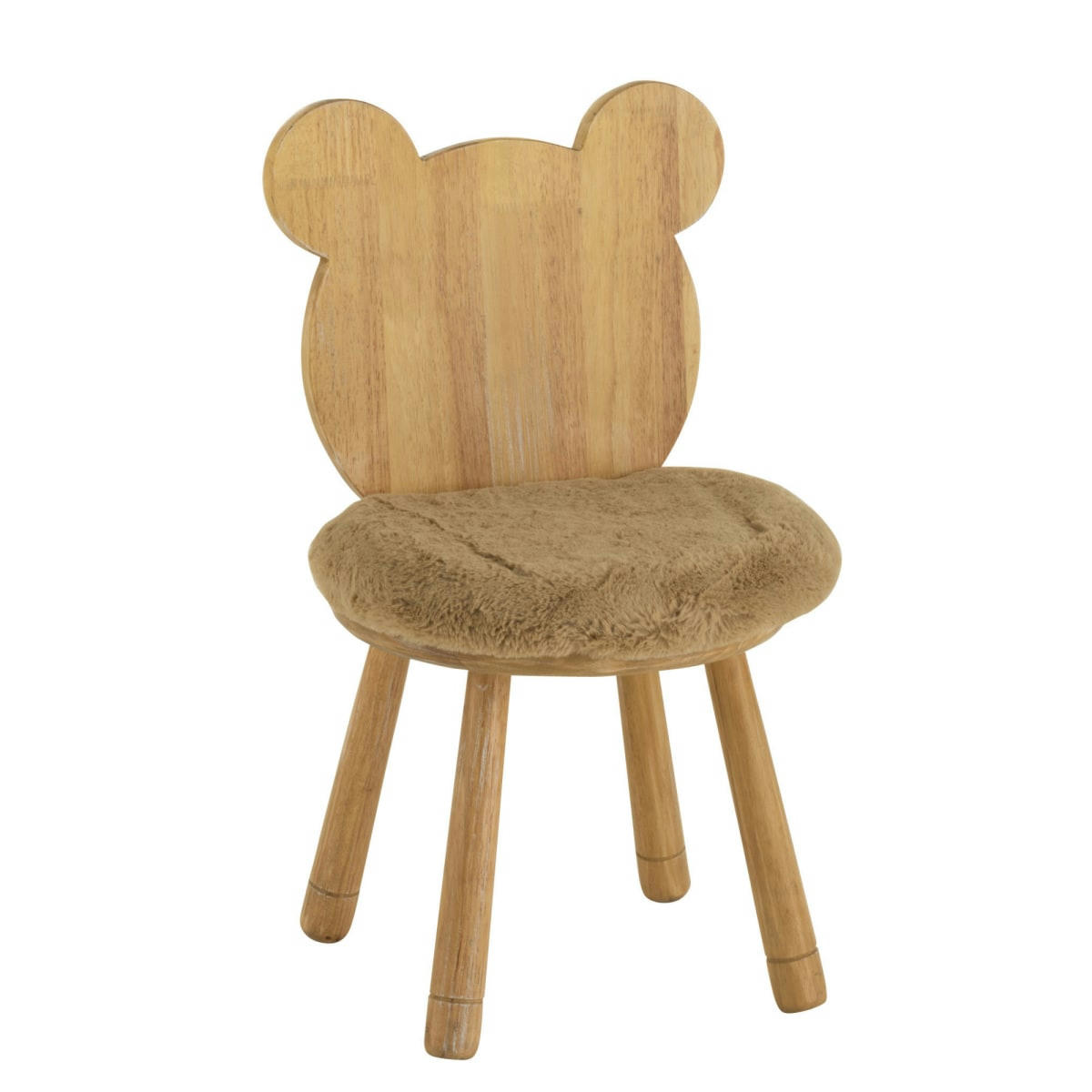 WINNIE - Chaise enfant avec dossier ourson et coussin marron