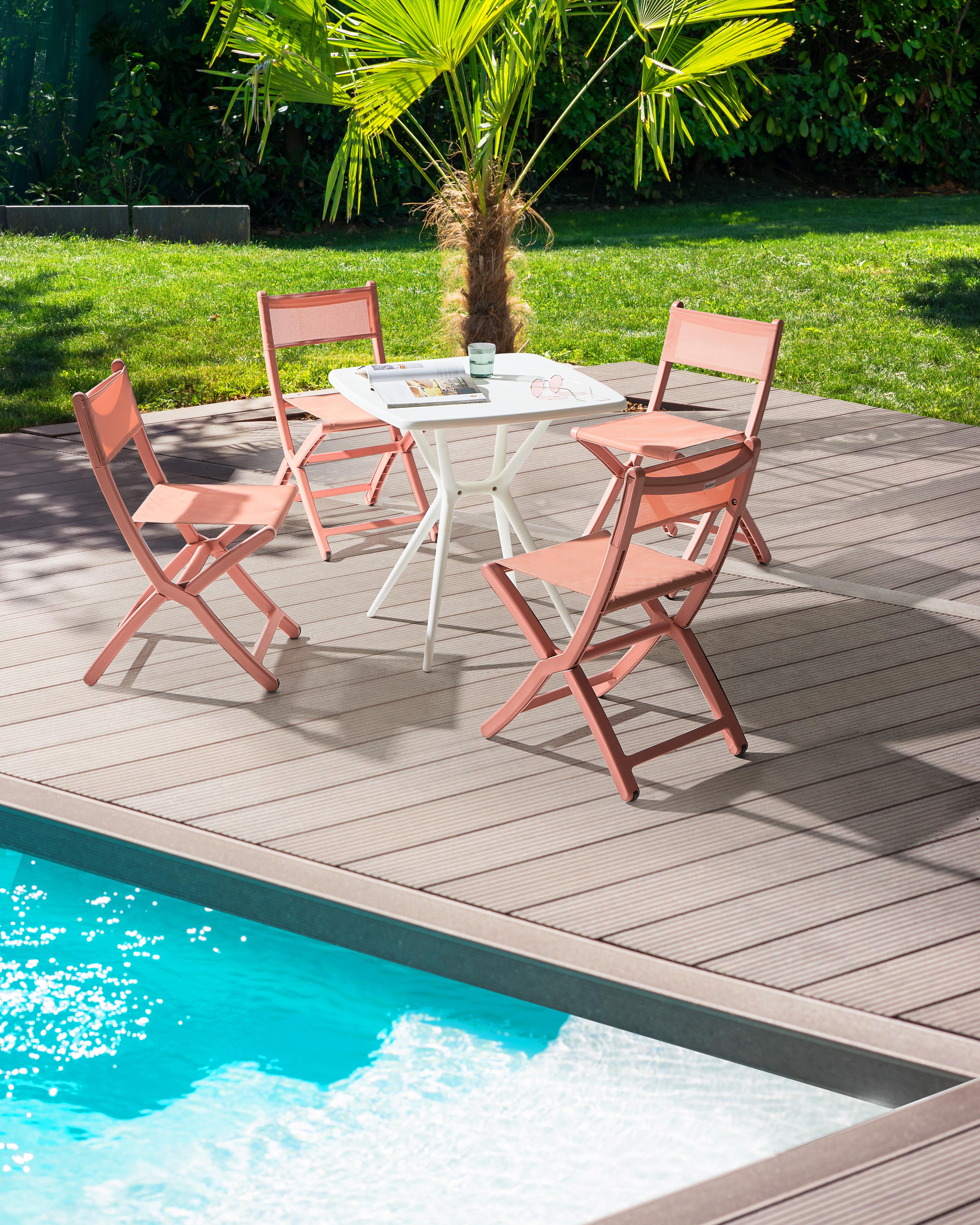 Set of 4 Garden Chairs TALCA Folding Coral