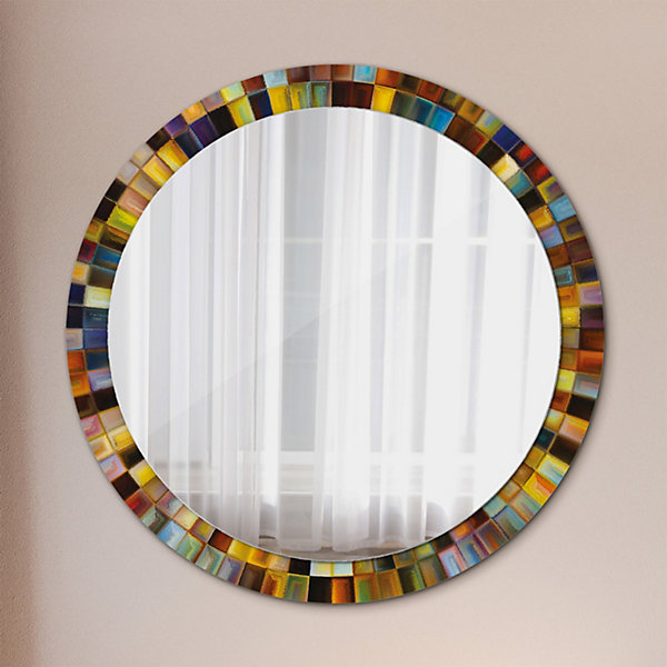 Miroir Circulaire avec Cadre Imprimé Décoratif Tulup 90 cm - 76 cm Rayons Colorés