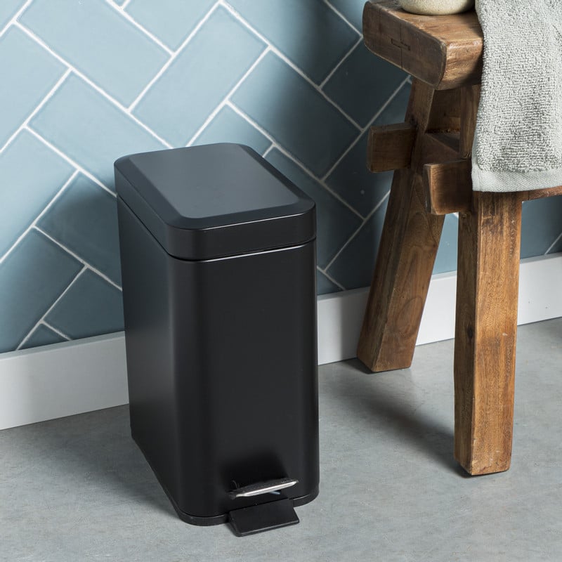 Pedaalemmer rechthoek - zwart - 5 liter