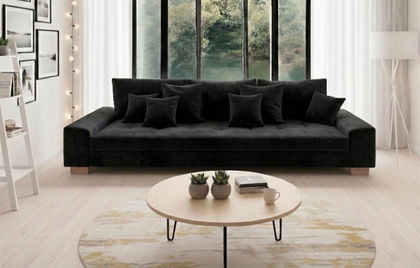Sofa Kanapa Rozkładana z Funkcją Spania   Pojemnik do Salonu Magic Czarna