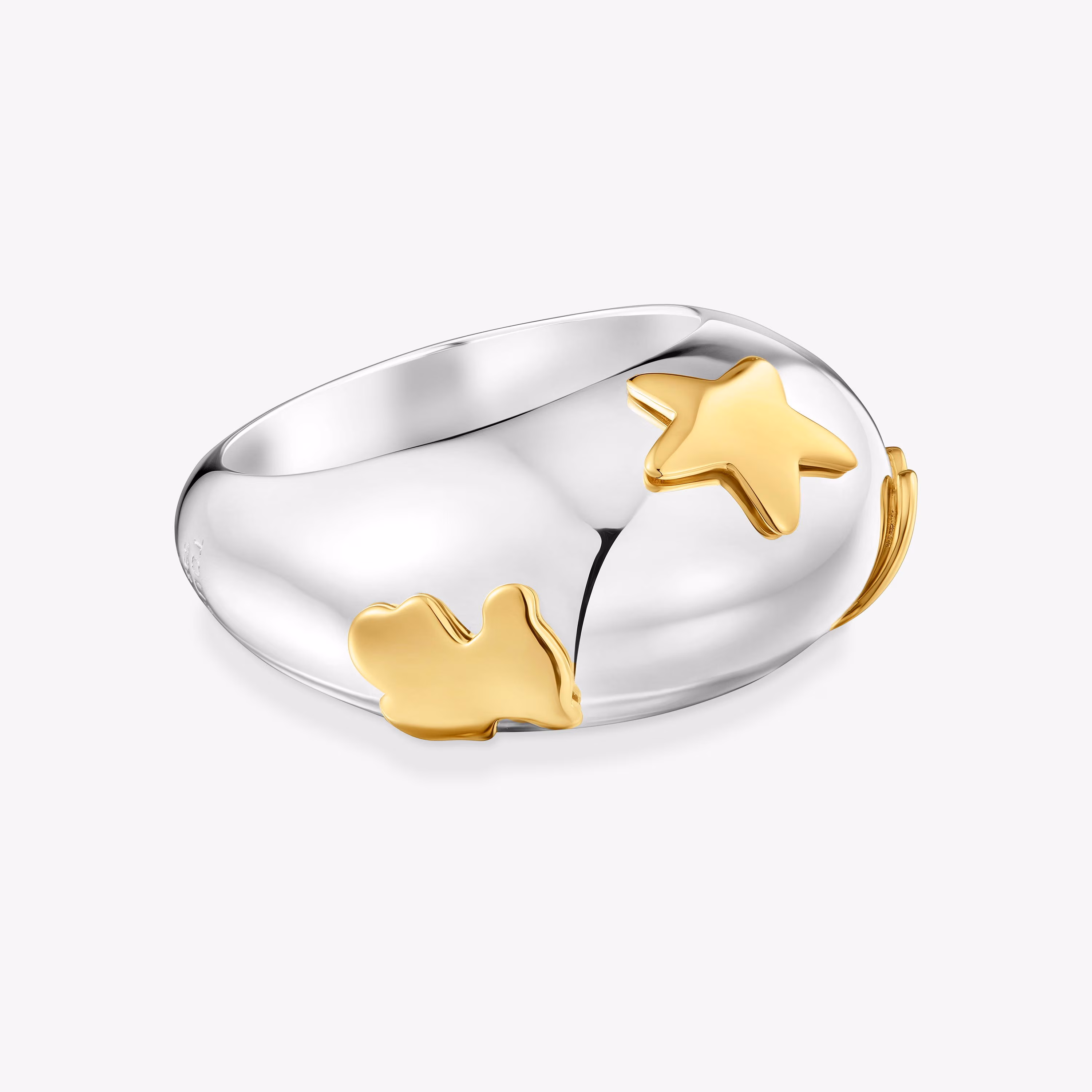 Anillo bicolor abombado con motivos Warm