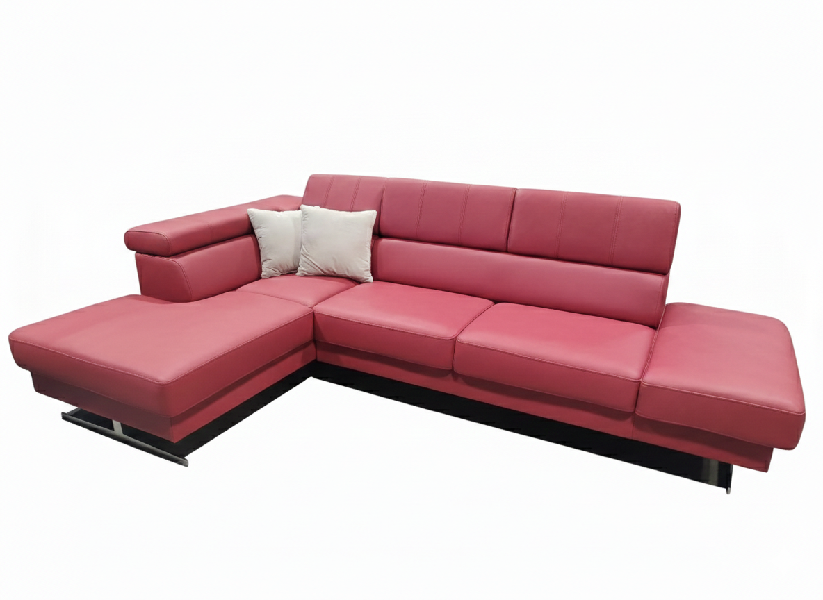 Narożnik Skórzany Emporio Mini czerwony Elegancki