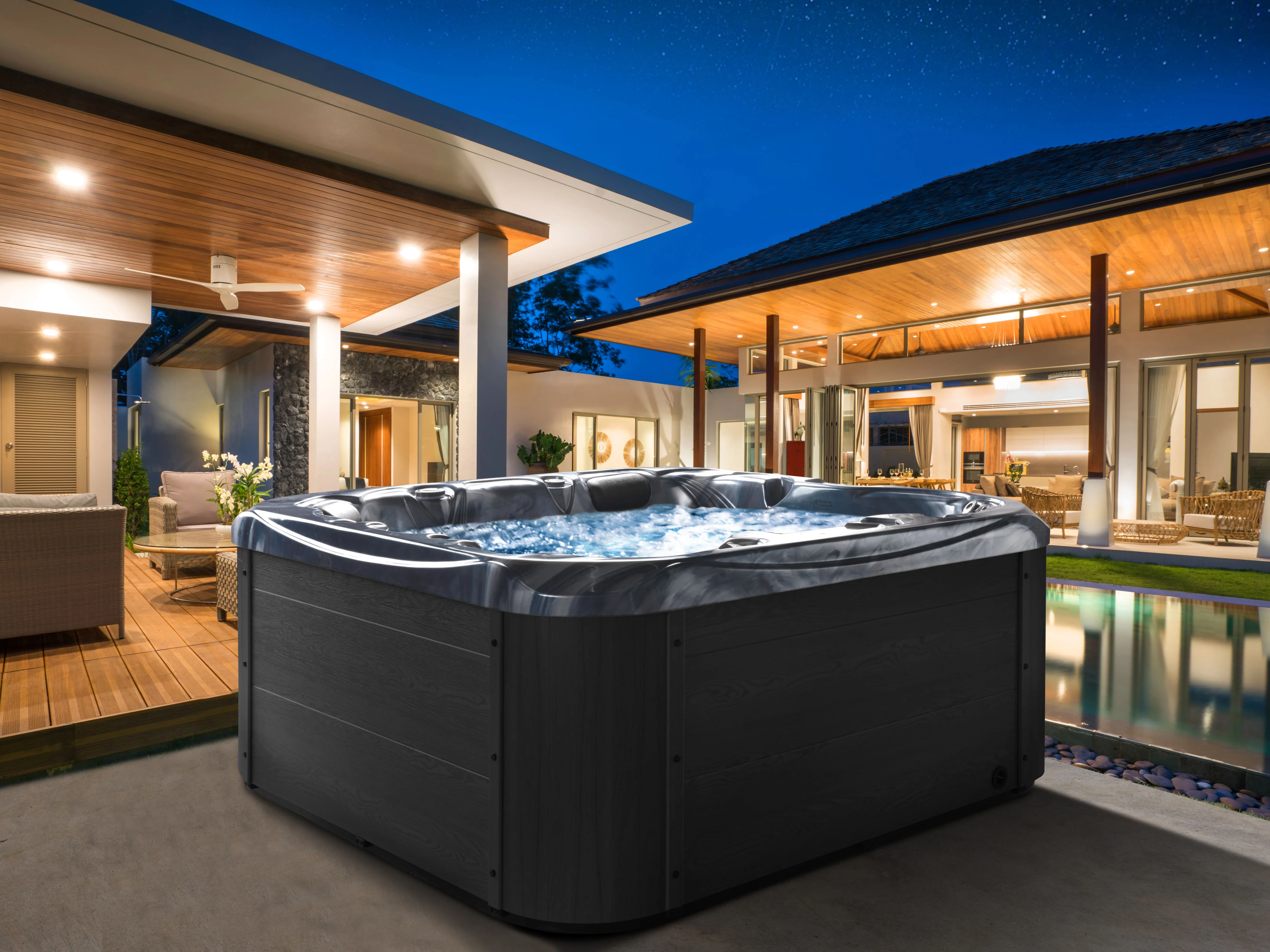 Outdoor Hot Tub with LED LASTARRIA Graphite Grey