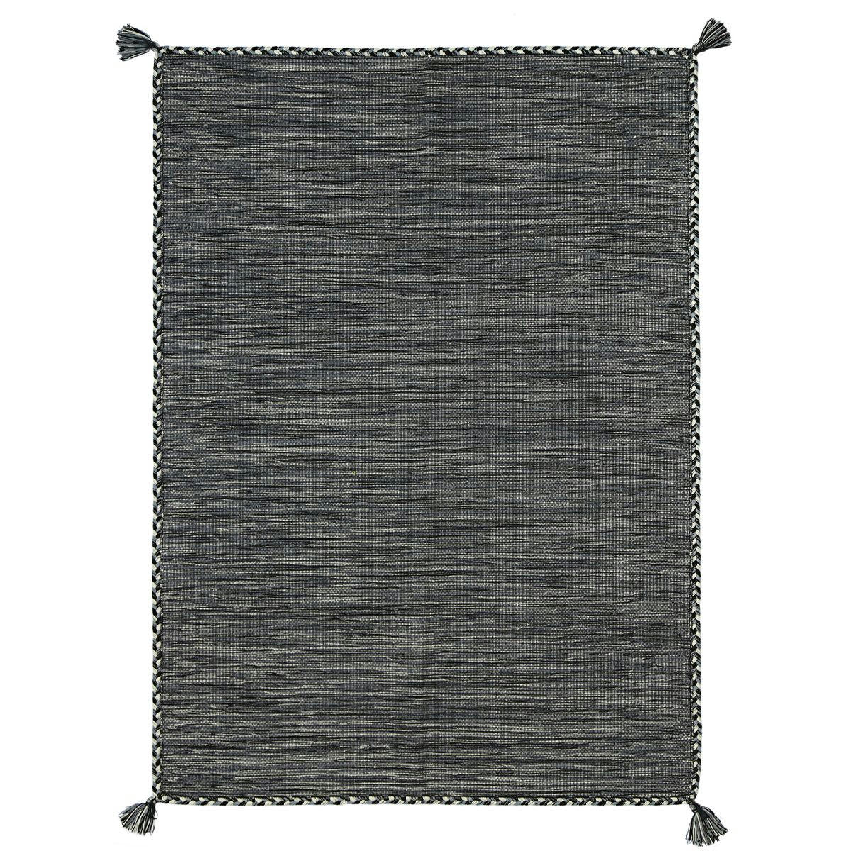 SAHARA - Tapis 100% coton tissé et tressé gris 160x230