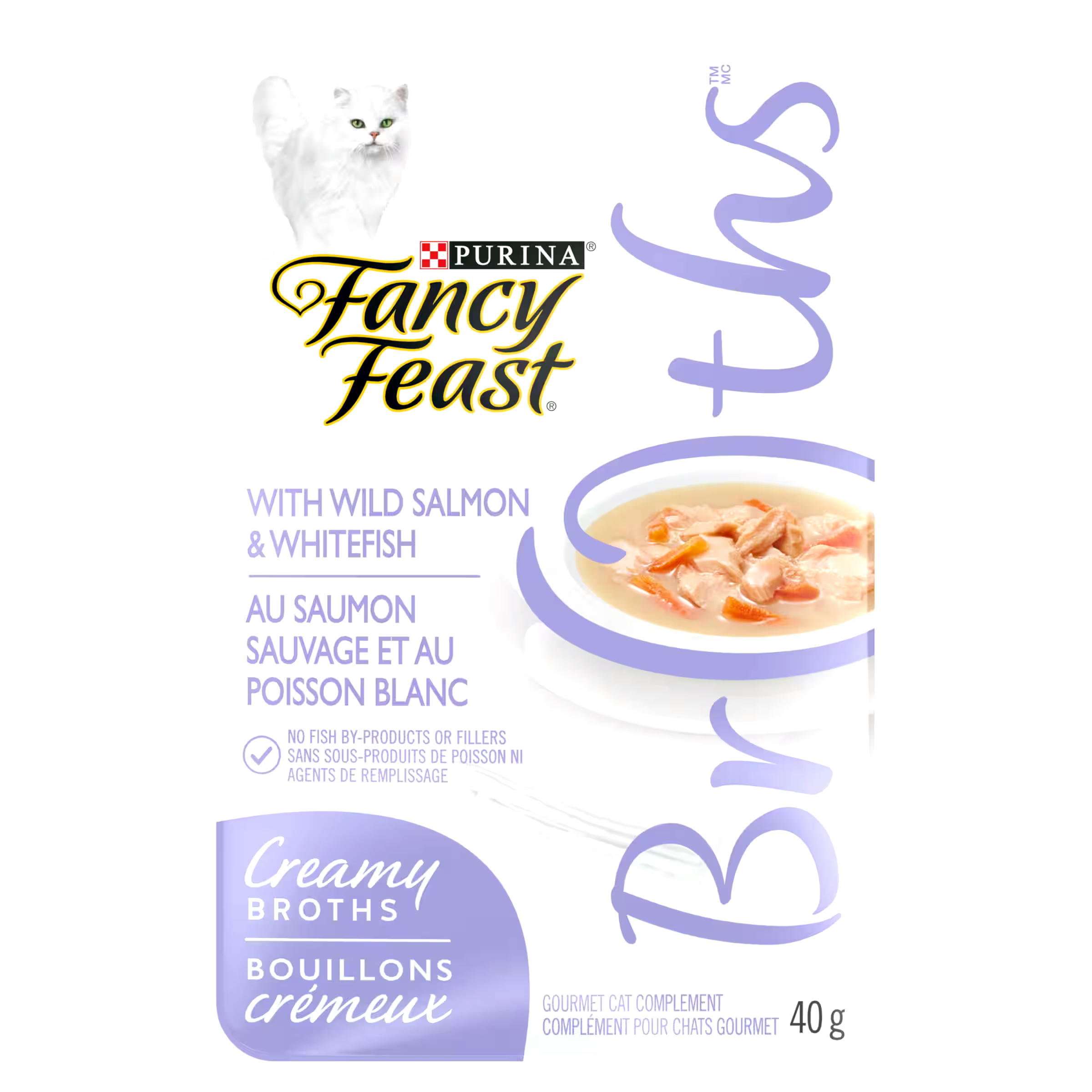Purina Fancy Feast Creamy Broths Wet Cat Food, Wild Salmon & Whitefish, 40-g