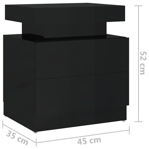 NNEVL Bedside Cabinet High Gloss Black 45x35x52 cm Chipboard