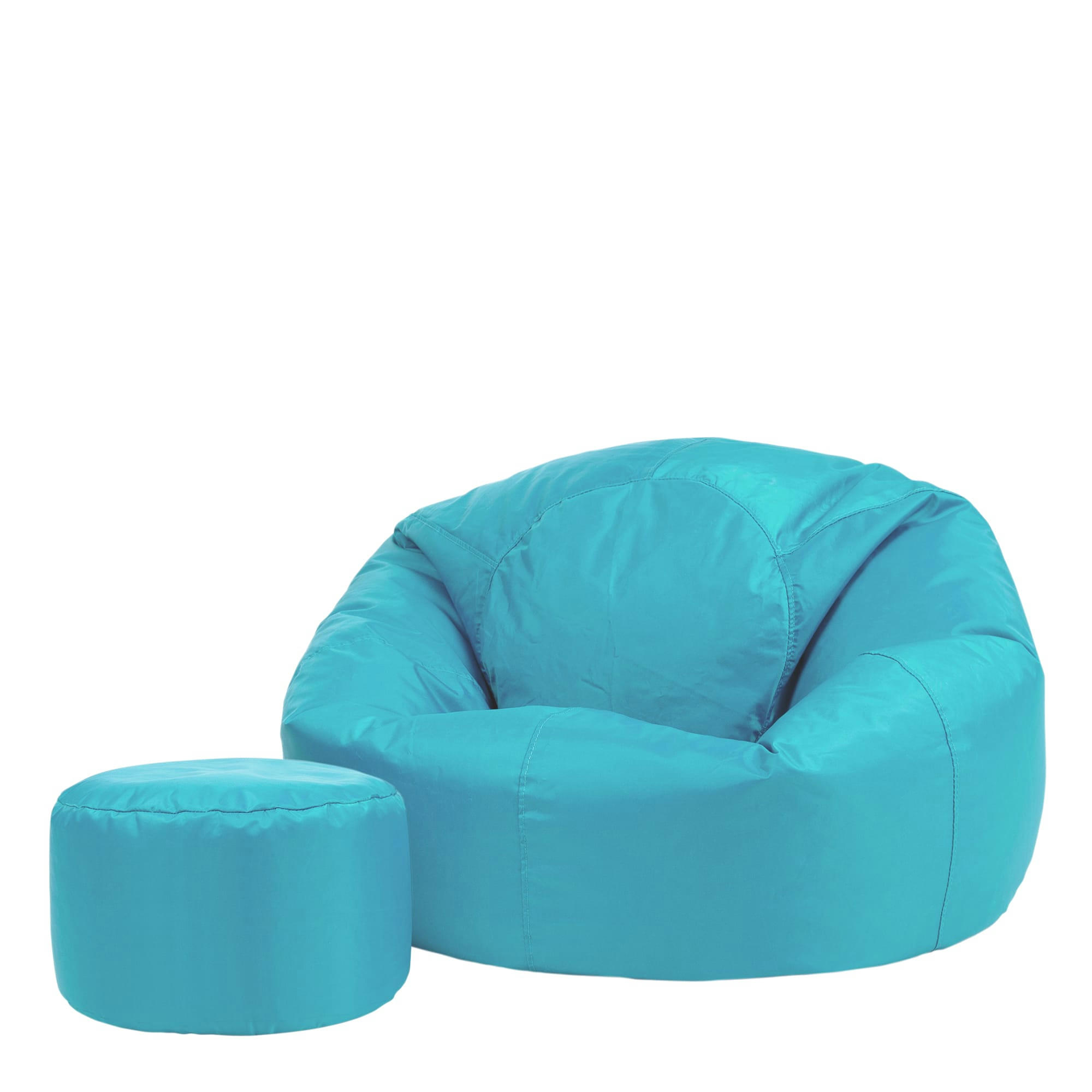 - Pouf extérieur avec repose-pieds bleu turquoise