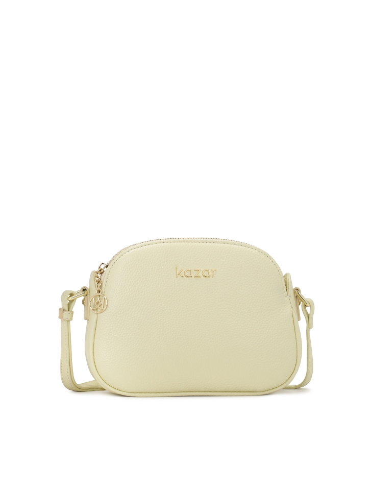 Leather handbag with long strap