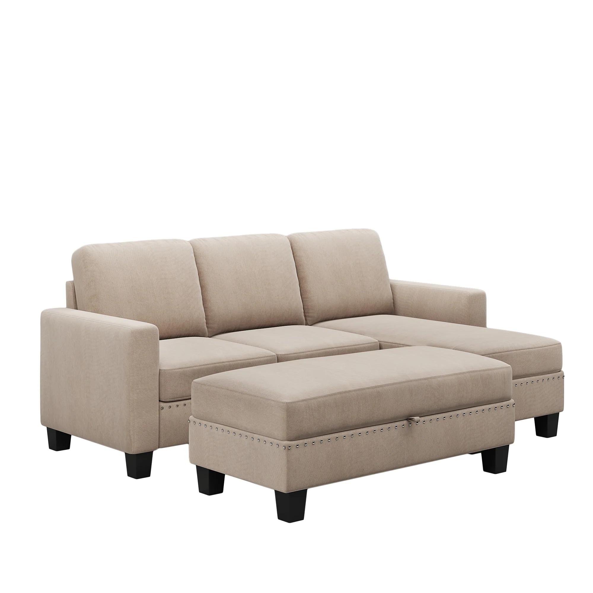 [New]81 Reversible Sectional Couch with Storage Chaise L-Shaped Sofa for Apartment Sectional Set ,Sectional Sofa with Ottoman,N