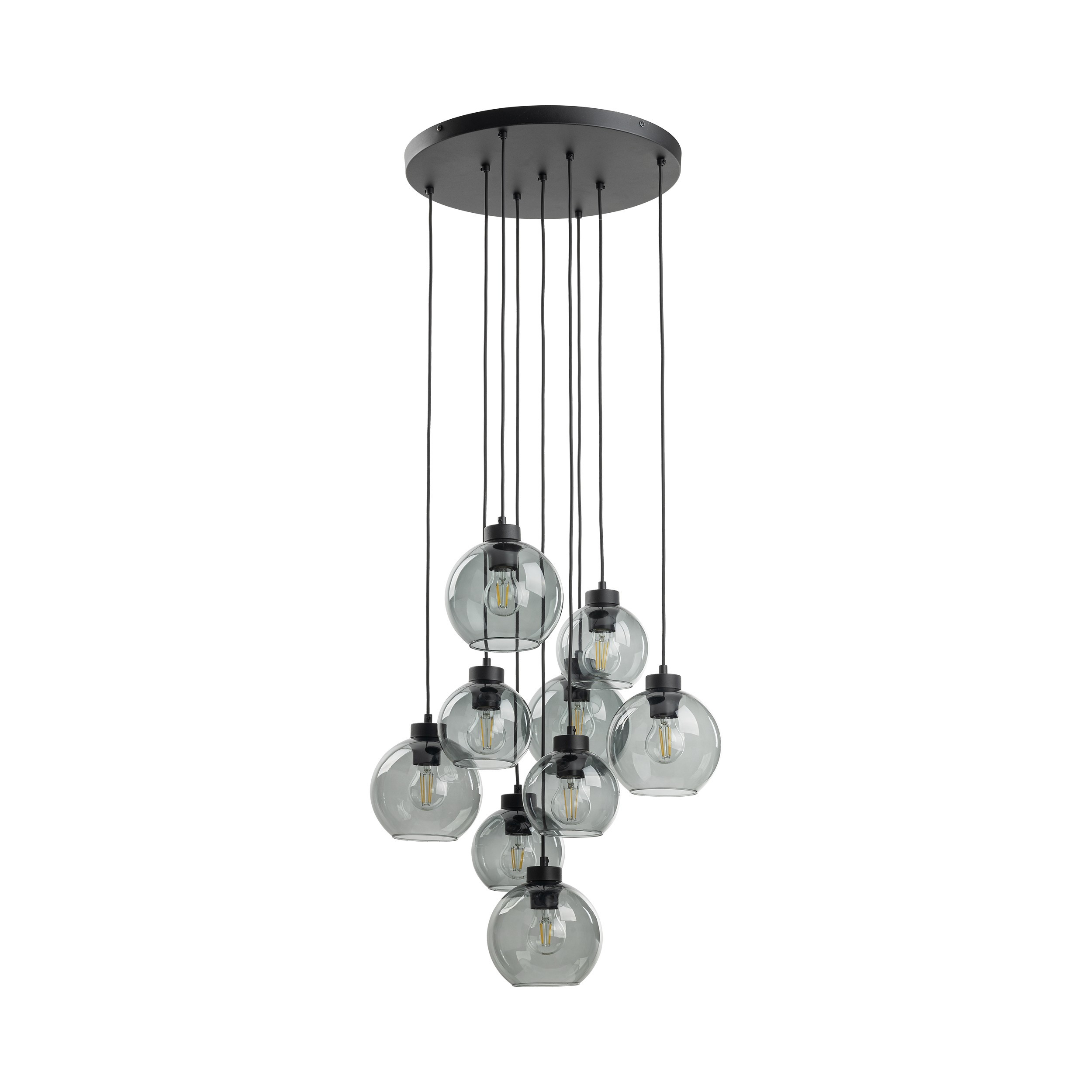 Kaskada 9 Grafitowych Kloszy Wiszących Na Kole Tk Lighting Cubus Lampa