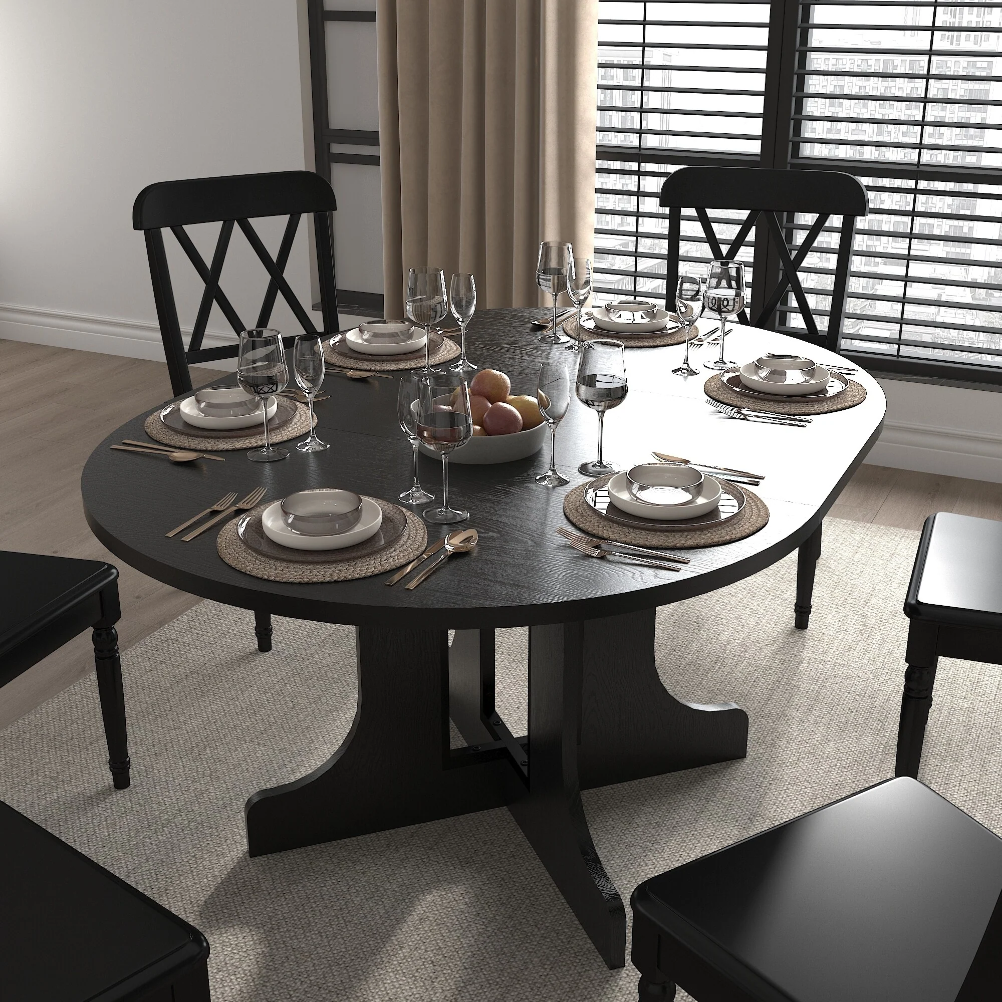 Modern Round Dining Table with Extendable Top and X Base for Family Dinners Small Spaces and Multi Scene Styling