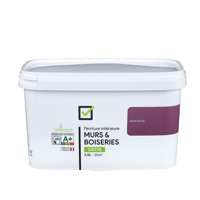 Peinture pour murs et boiseries lie de vin E3 satiné 2,5 L