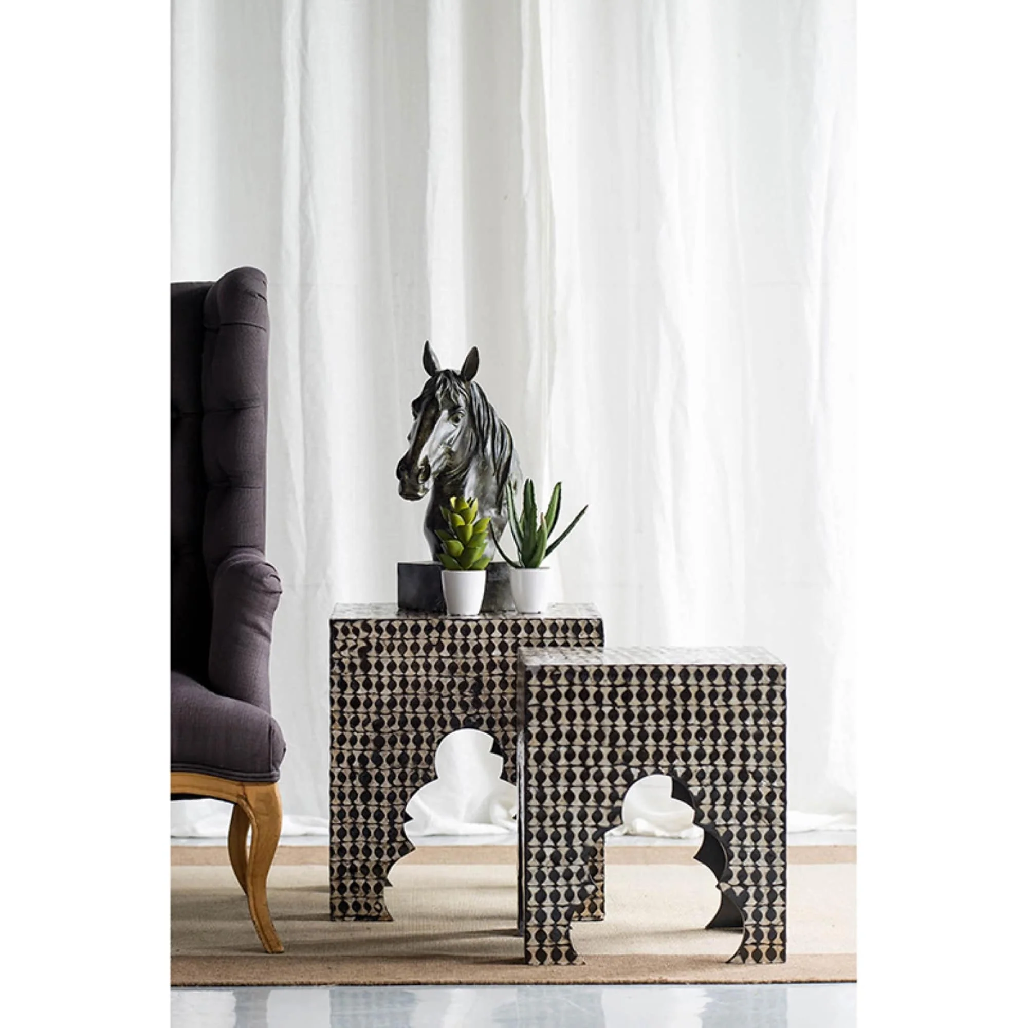 Mosaic Style Square Stools - 19.75 - Set of 2