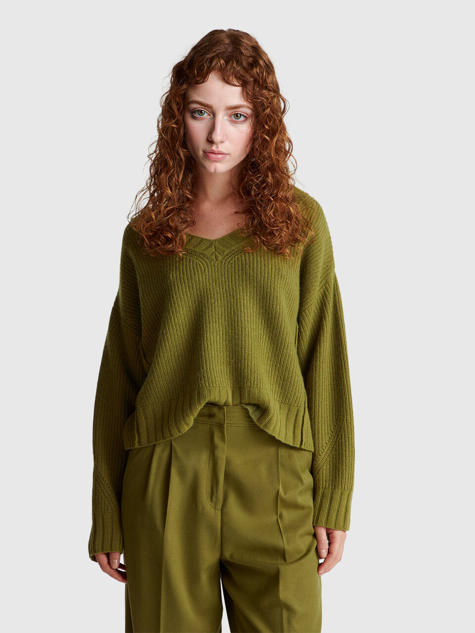 V-neck sweater in wool blend