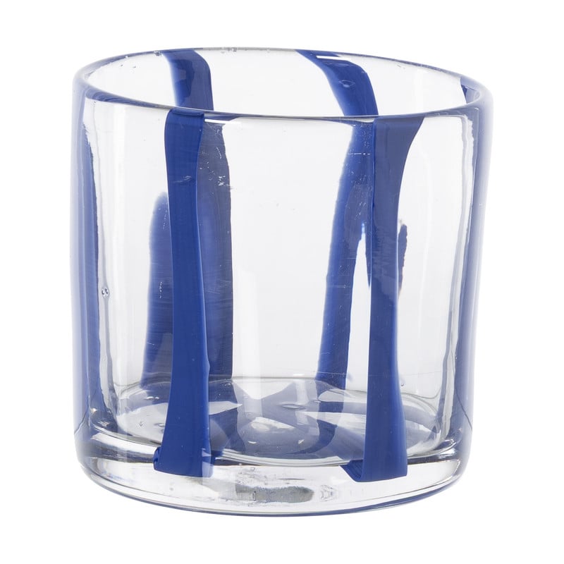 Waxinelichthouder streep - blauw - &Oslash;10x10 cm