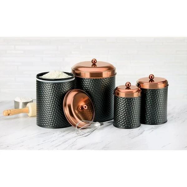 Amici Home Set of 3 Ashby Metal Canisters - Small 24 Oz Medium 38 Oz Large 70 Oz