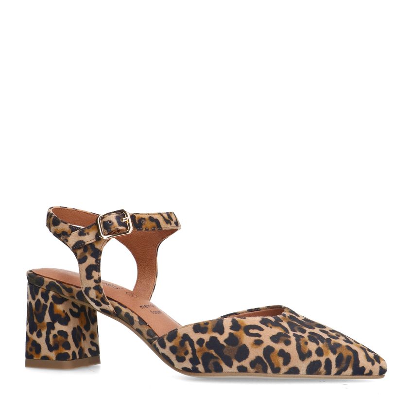 No Stress Leopard suède slingback pumps