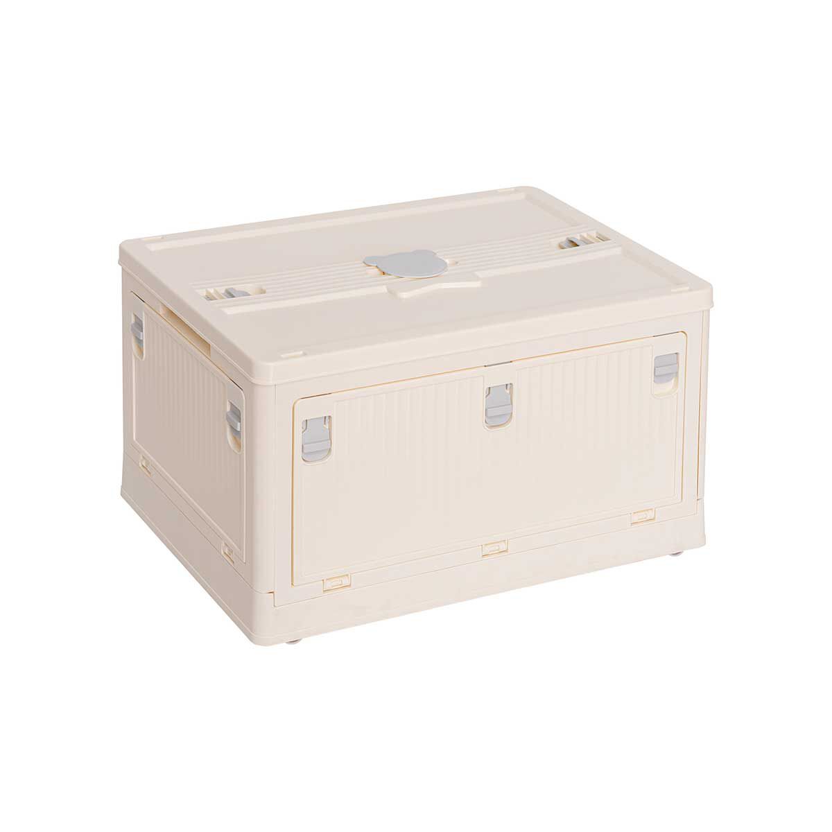 Caixa de arrumação dobrável creme com tampa 31x54,5cm