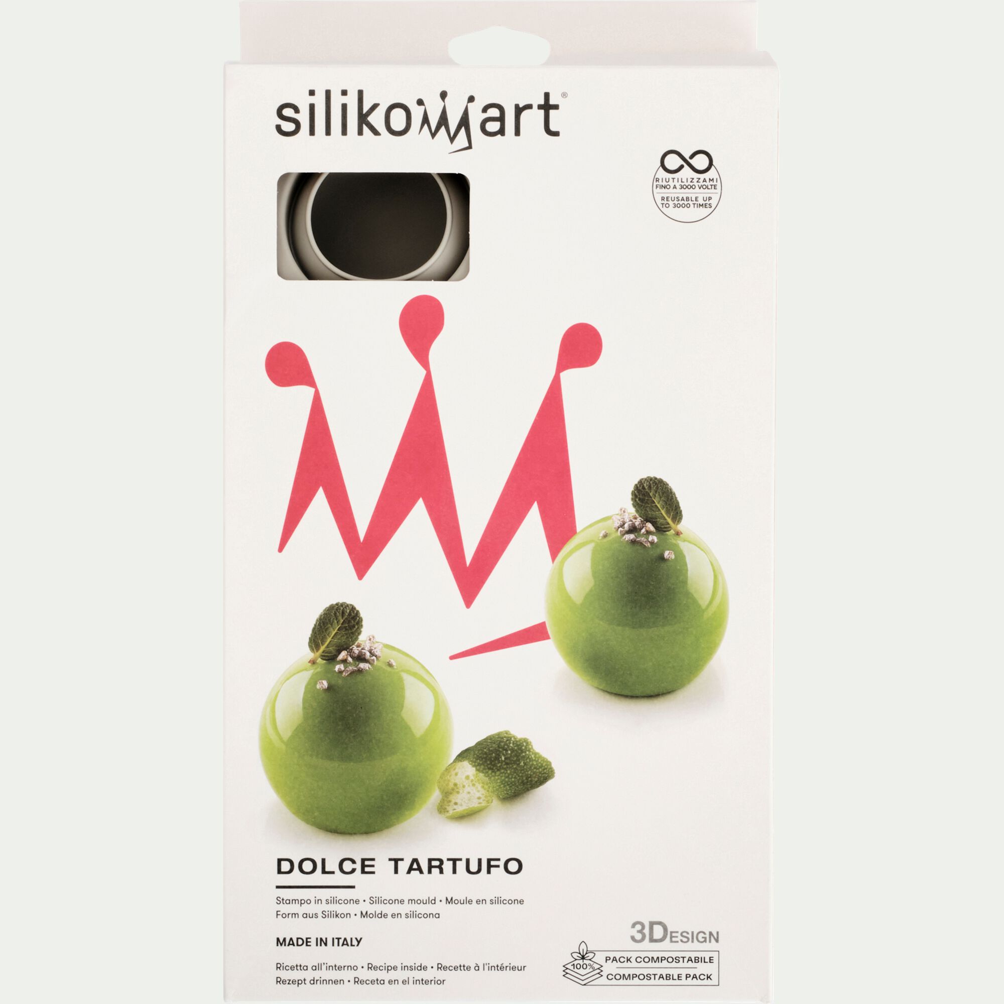 SILIKOMART - Lot de 8 moules à gâteau en silicone platinium D6,2cm - gris