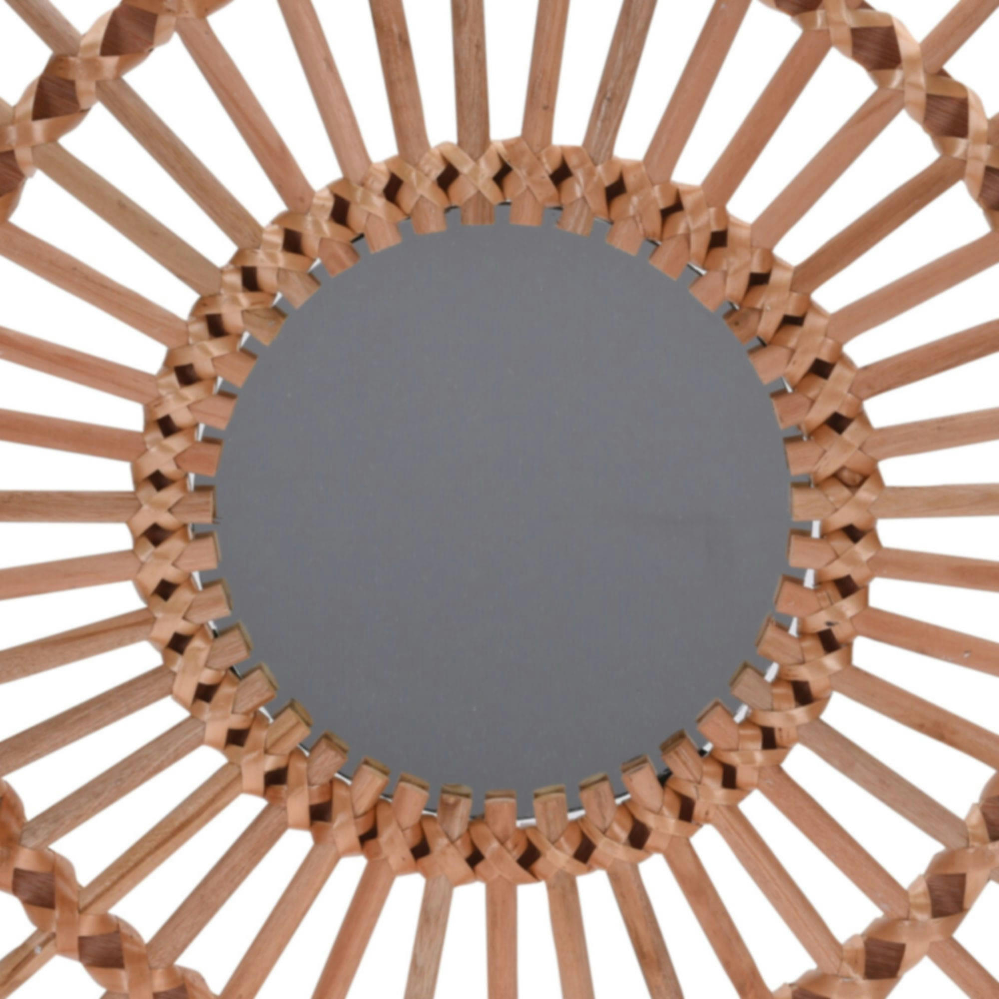 - Miroir rond soleil en bois nature D50cm