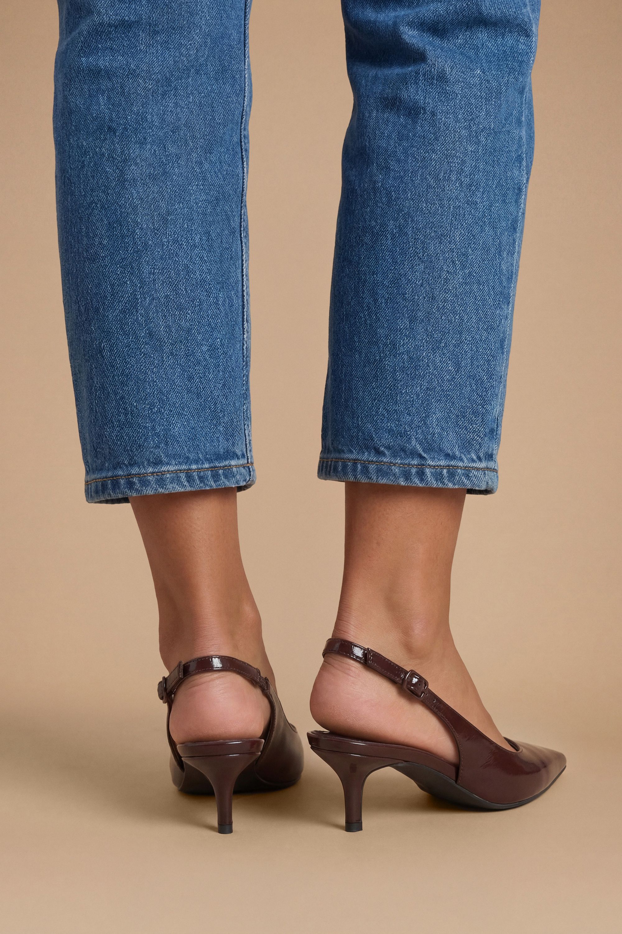Dorothy Perkins Avarni Faux Leather Slingback Kitten Heel Court Shoes