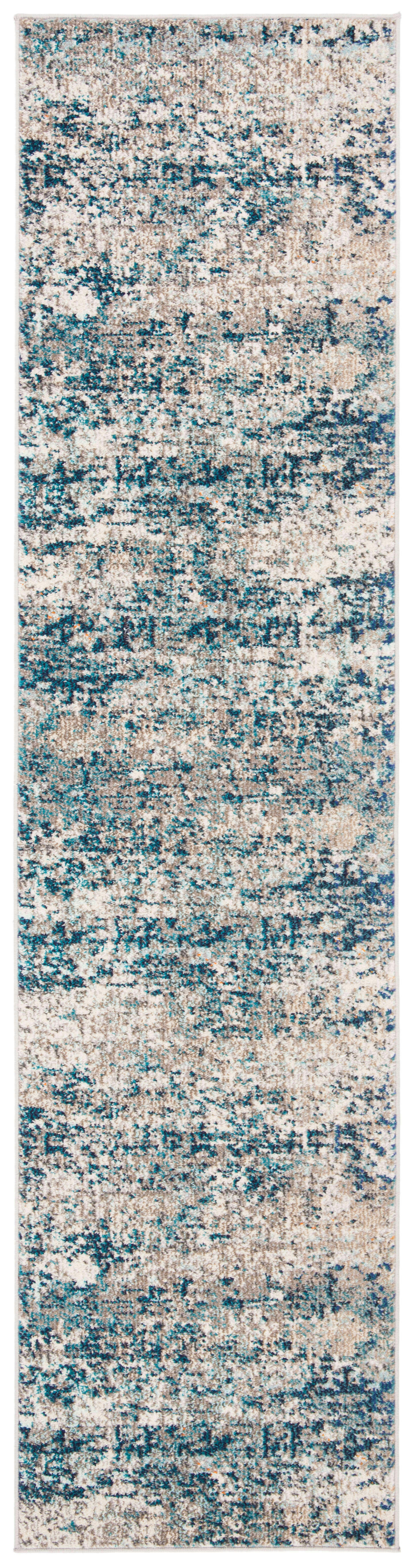 MADISON - Tapis de salon interieur en gris & bleu, 61 x 244 cm