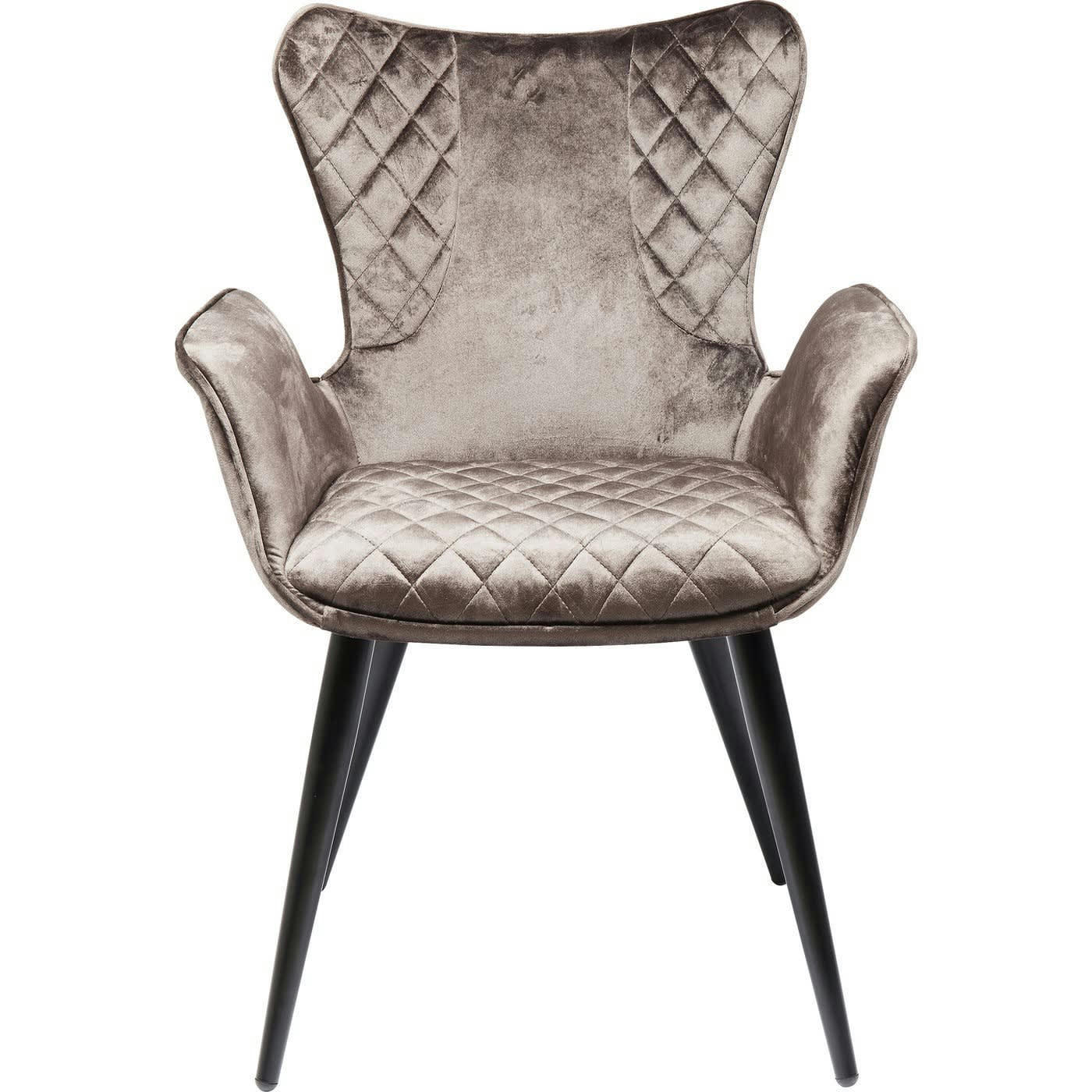 DREAM - Chaise avec accoudoirs en velours marron et acier