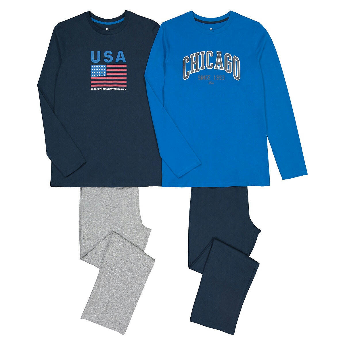 Lot de 2 pyjamas en coton impression drapeau