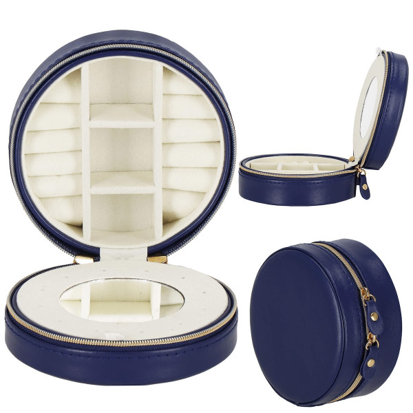 Szkatułka na biżuterię okrągła 11x5 cm jasnoróżowy organizer
