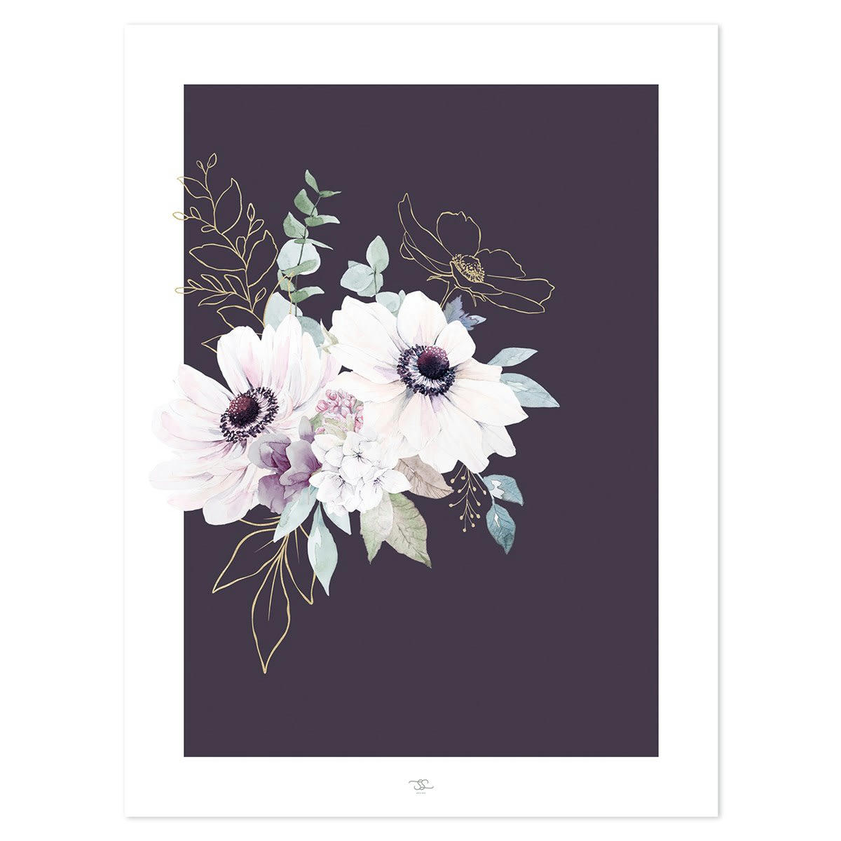 WONDERLAND - Affiche anémones en Papier Violet