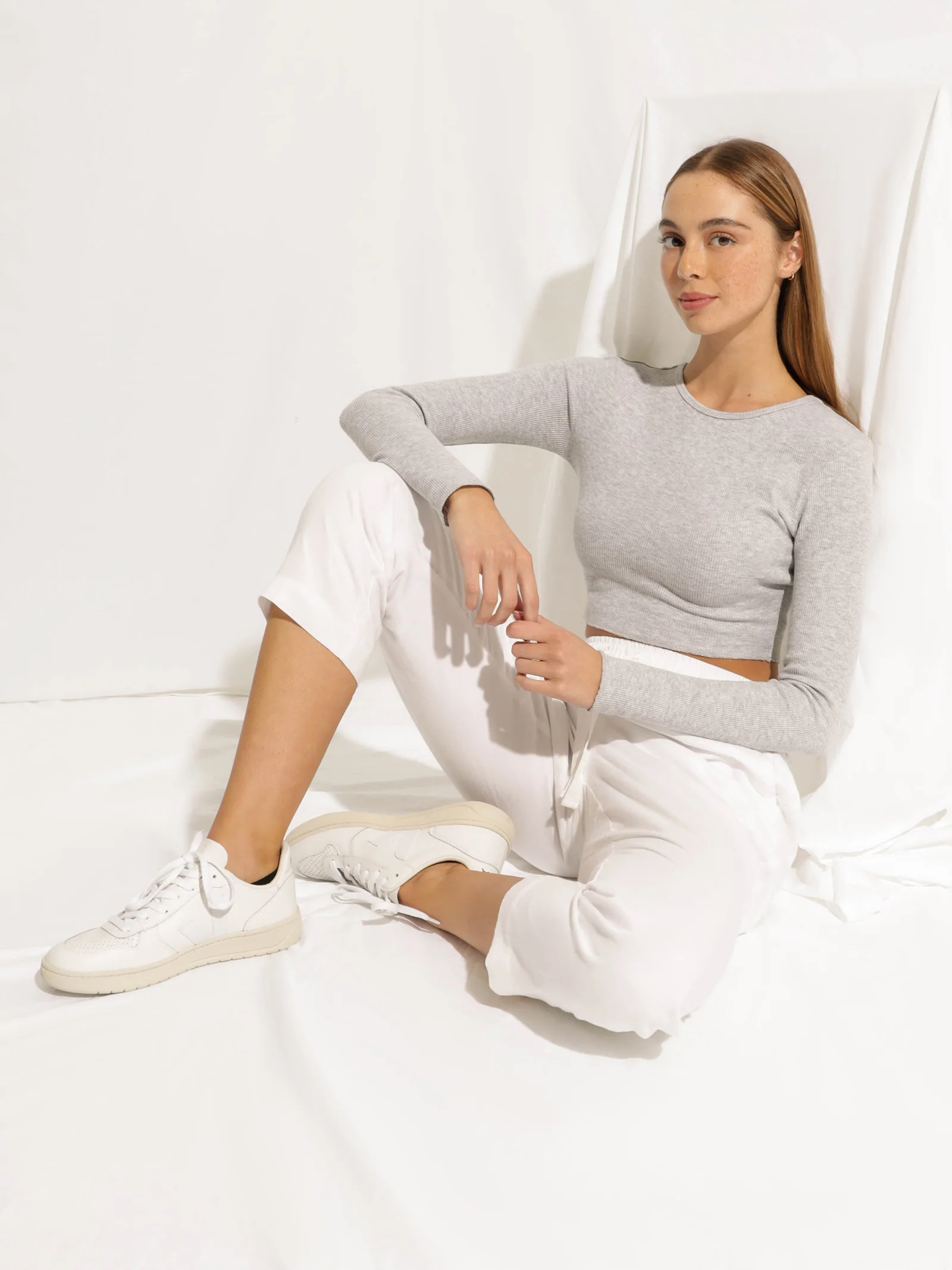 Cameron Basic Long Sleeve Waffle Crop