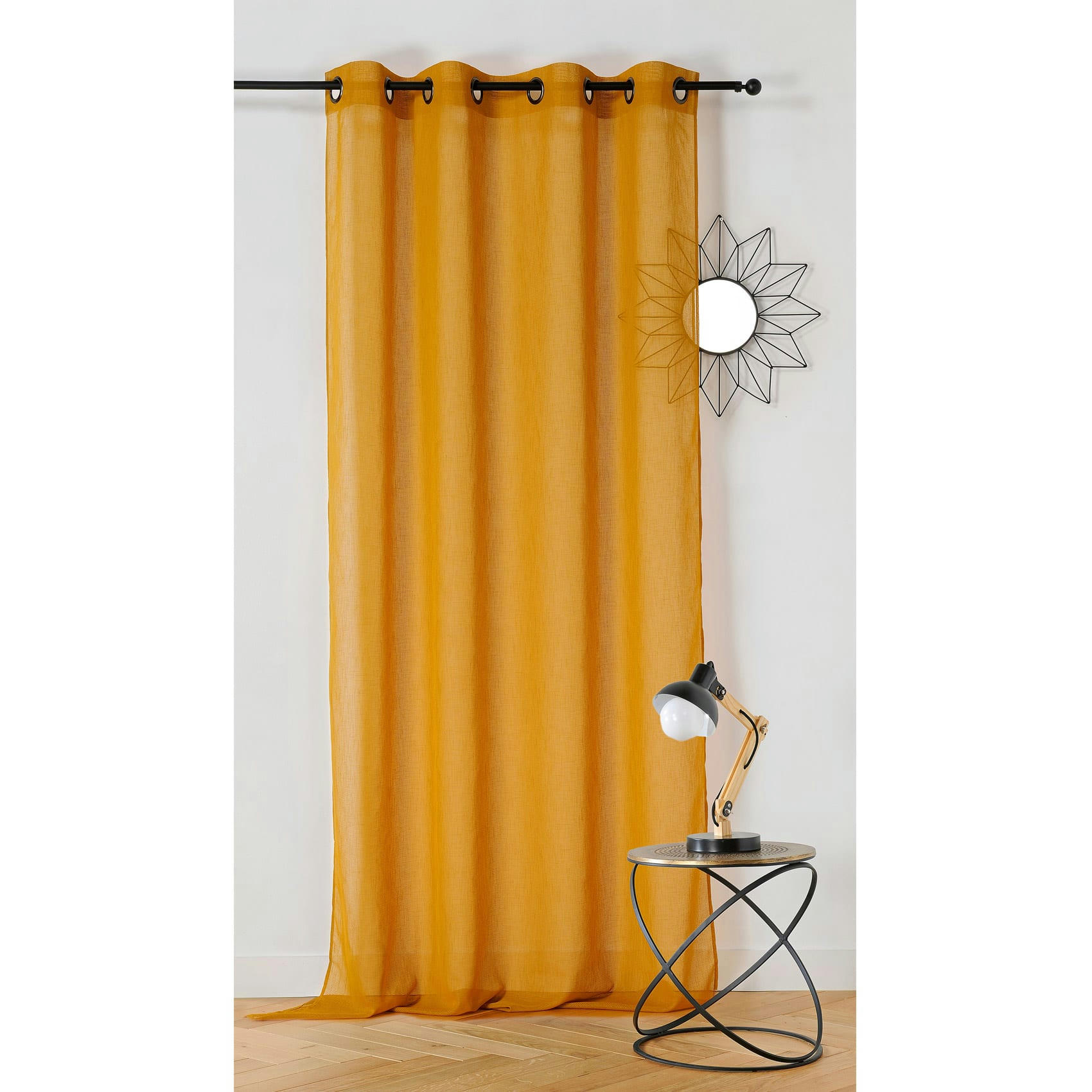 - Voilage  -  - effet de rayures polyester cuivre 145x240 cm