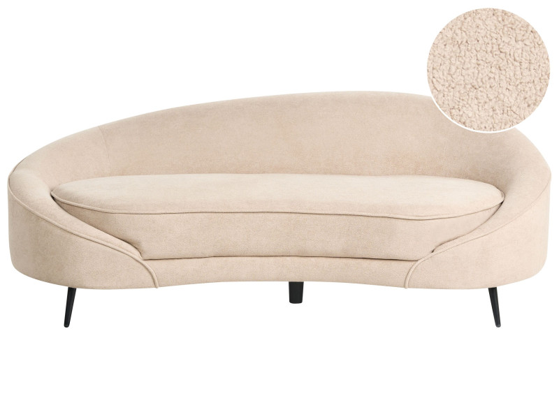 Sofa boucle w stylu glamour jasnobeżowa