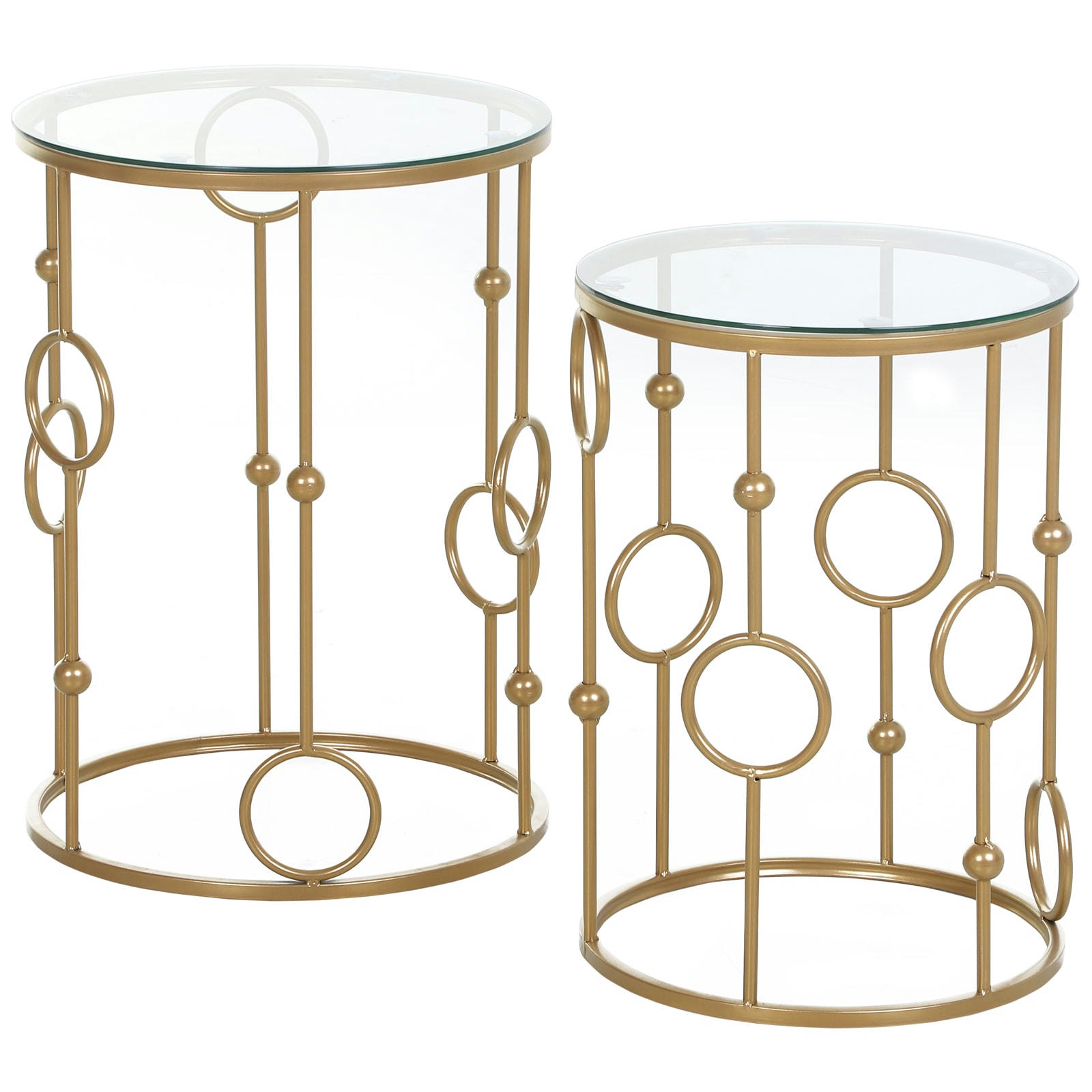 - Tables gigognes lot de 2 tables basses style art déco doré verre