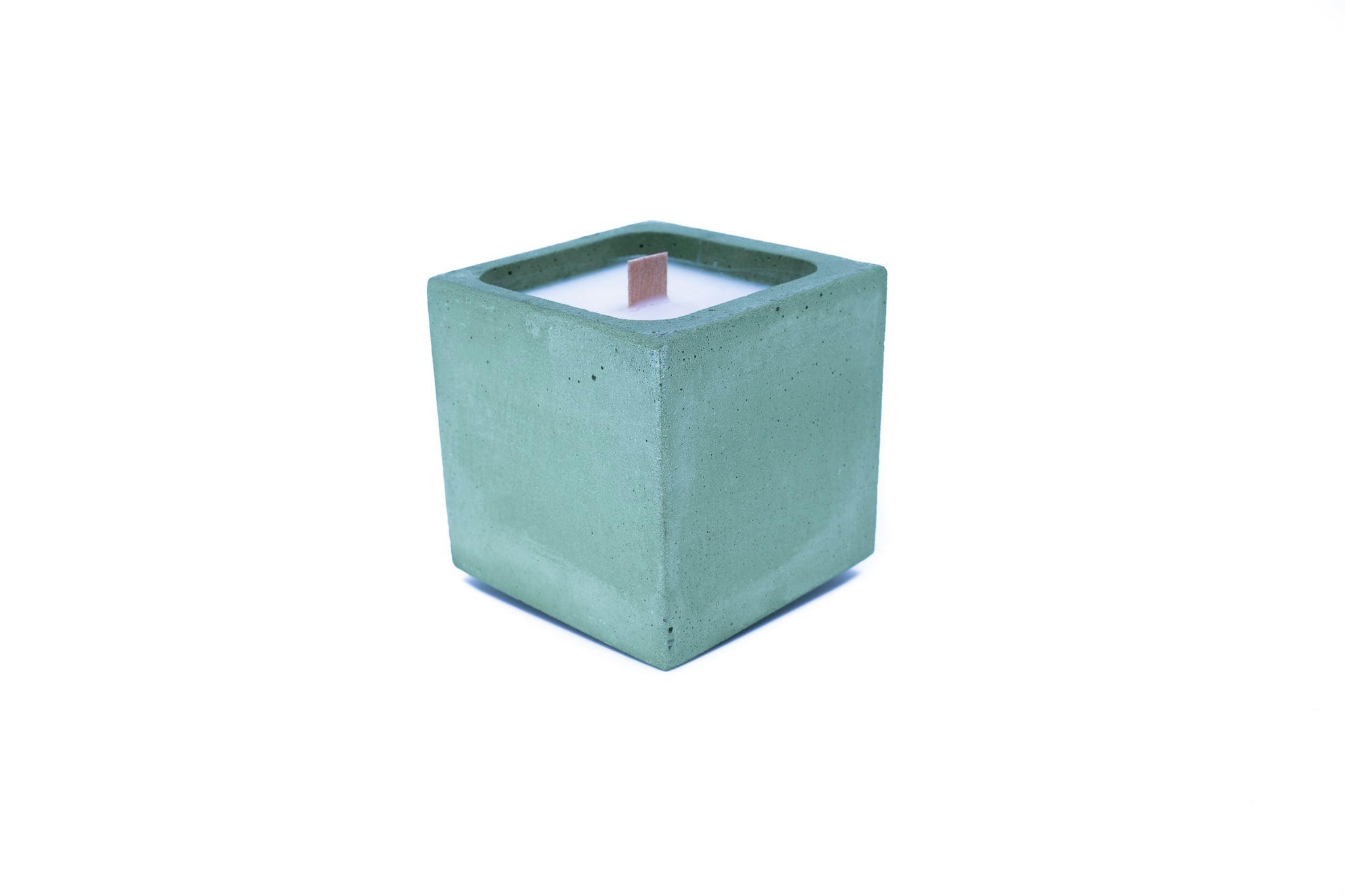 COTON - Bougie en béton coloré vert fleur de coton