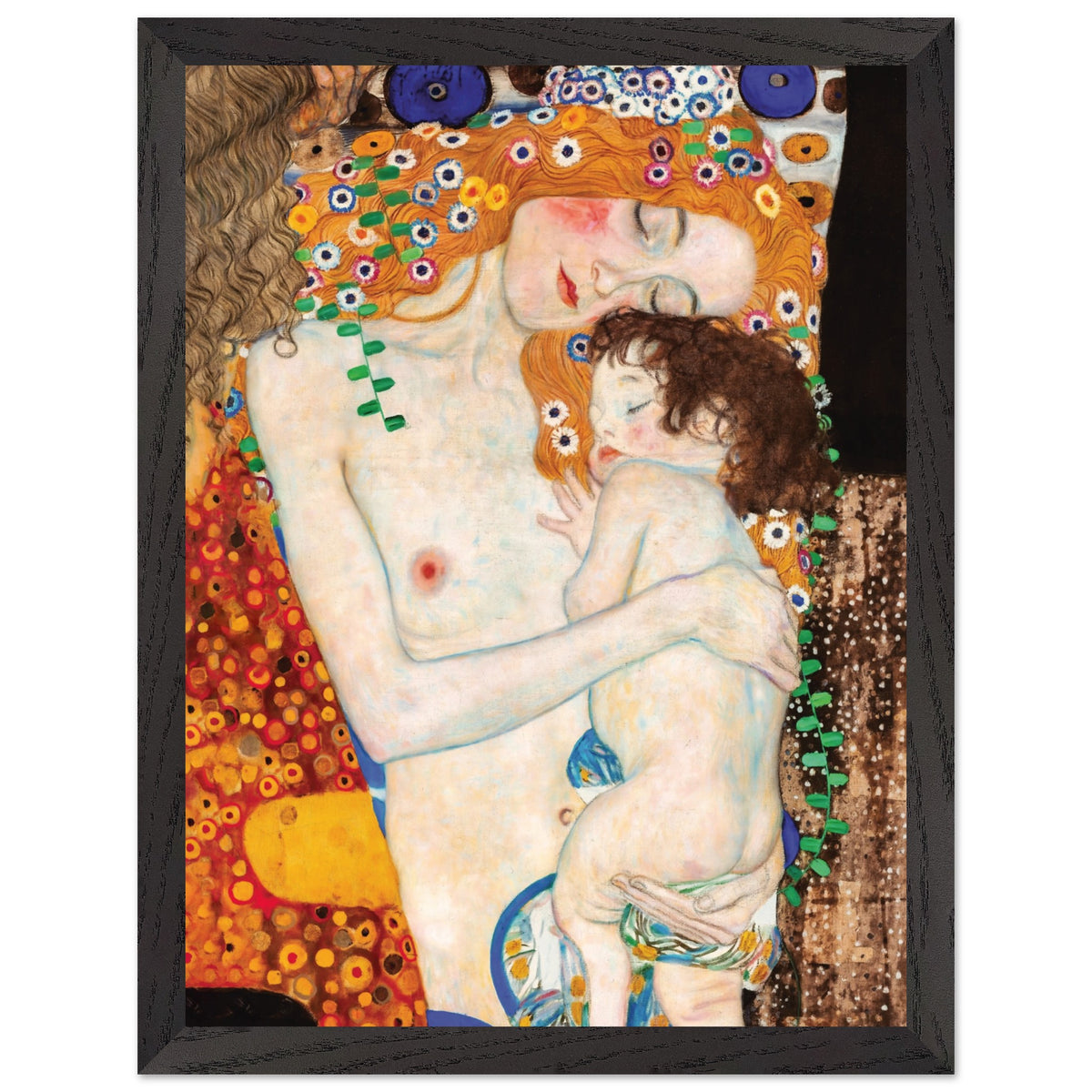Artfulprints Poster met Lijst Gustav Klimt - The three ages of the woman  - 30x40 cm - Meerkleurig