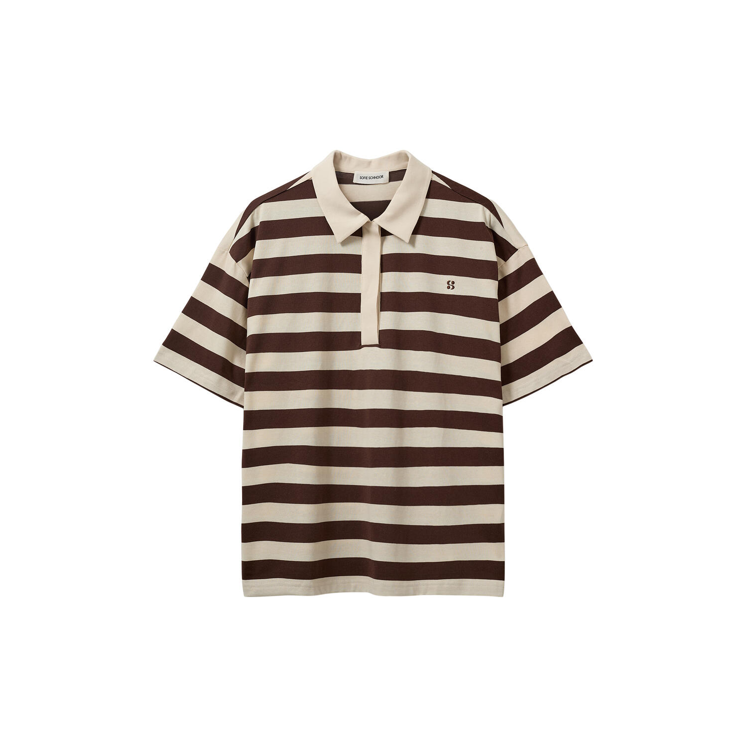 PILSW OVERSIZE STRIPED POLO SHIRT, off white striped