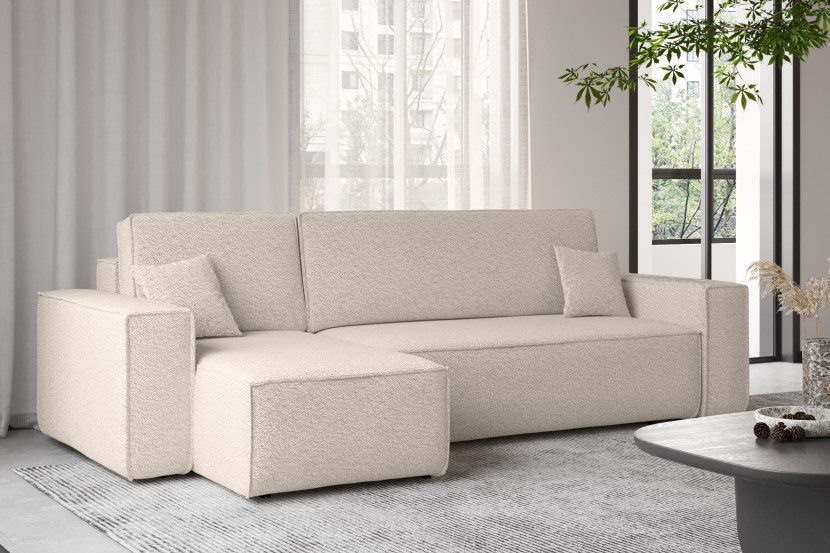 Sofa w kształcie L BEST, tkanina Abriamo, Beżowy Lewostronny